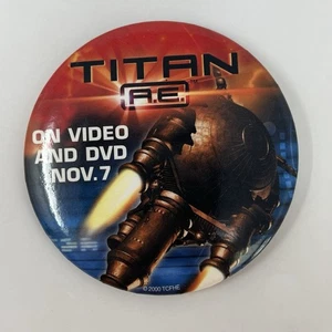VINTAGE 2000 TITAN AE MOVIE PROMO BUTTON PIN DON BLUTH MATT DAMON - Bild 1 von 2