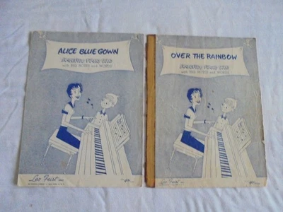 SHEET MUSIC  2 Lot ~Simplified Piano Solo ~ Over the Rainbow & Alice Blue Gown - Image 1 of 4