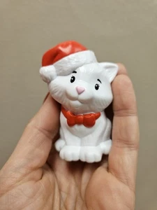 Fisher-Price Little People Figure Barbie Advent Exclusive WHITE CAT Kitten Santa - Picture 1 of 9