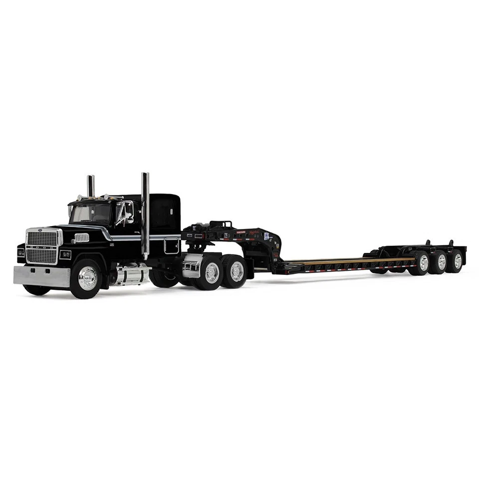 1/64 DCP Ford LTL 9000 60" sleeper with black Fontaine Magnitude lowboy trailer - Image 1 of 1