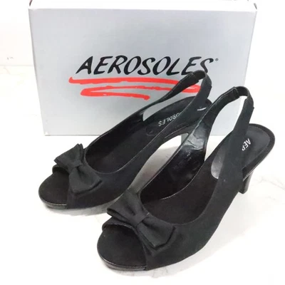 Aerosoles Para Mujer 8M Protoplast Negro Tela Lazo Clásico Cordones Peep Tacones Foto 1 de 4