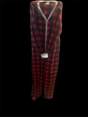 Faded glory one piece women’s pajamas-red and black plaid, moose caboose L Foto 1 de 4