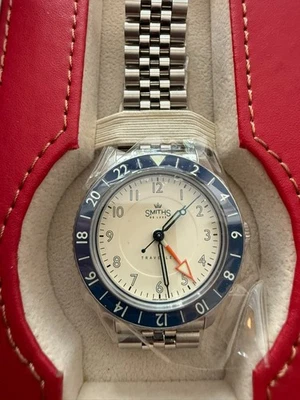 TIME FACTORS SMITHS TRAVELLER / TRAVELER PRS-58 GMT AUTO esfera crema como nueva con caja Foto 1 de 4