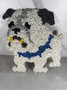 Vintage 1970s Melted Plastic Popcorn Wall Decoration Bulldog 15" Tall - Picture 1 of 5