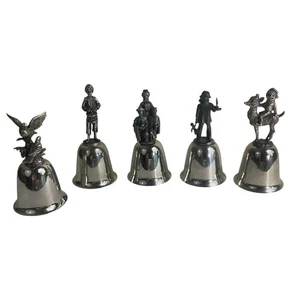 Vintage Danbury Mint Pewter & Silver Plated Bells Mixed Lot of 5 Christmas Theme - Picture 1 of 8