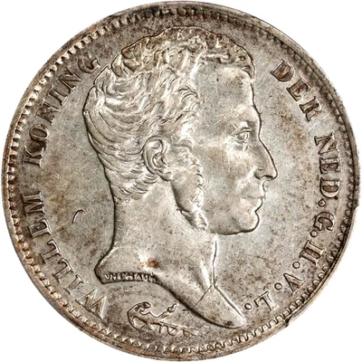 1832 Netherlands Gulden, PCGS AU Details-Scratch, KM-55, $600 in XF40 in Krause. - Image 1 of 4