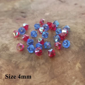 28 Swarovski Crystal Bicone Beads, Size 4mm, Colour Sapphire AB & Light Siam AB - Picture 1 of 4