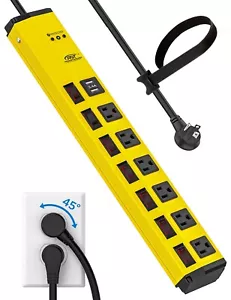 Striscia di Alimentazione Resistente 6 Uscite Protezione da Sovratensioni con 2 USB, 1500J 6Ft Cavo - Foto 1 di 7