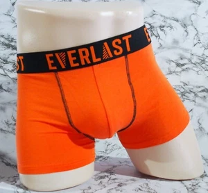 MEN'S EVERLAST ORANGE WITH BLACK WAISTBAND COTTON/ELASTANE TRUNKS SIZE SMALL - Picture 1 of 4