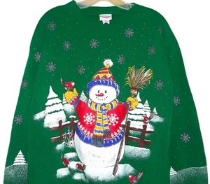 VINTAGE 90's SNOWMAN WMNS HOLIDAY TIME UGLY CHRISTMAS HOLIDAY SWEATSHIRT M - Picture 1 of 3
