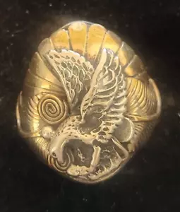 Anelli uomo vintage aquila argento sterling foglie piene oro misure 12 o 13 - Foto 1 di 4
