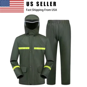Waterproof Rain Suits Heavy Duty Raincoat Fishing Rain Gear Jacket And Pants Men - Picture 1 of 15