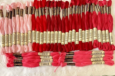 Anchor Stranded Sticktwist Mouline Cotton Floss Lot of 38 Red Pinks Series 40's - Image 1 of 4