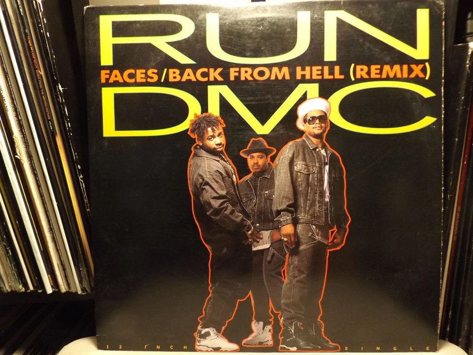RUN DMC - FACES b/w BACK FROM HELL (REMIX) (12")  1991  RARE  CHUCK D + ICE CUBE - Image 1 of 1