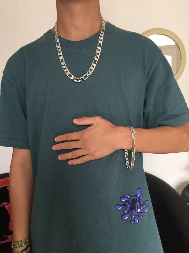 Exclusivo! WG1207 Polímero Protegido 18K Bañado en Oro Blanco Cadena Figaro - Imagen 1 de 4