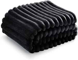Black Throw Blanket for Couch - Super Soft Cozy Blankets for Women, Cute Small F - Picture 1 of 12