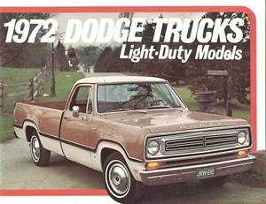 1972 Dodge Adventurer Custom Utiline Light-Duty Models Pickup Truck Brochure - Picture 1 of 1