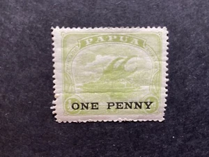 PAPUA 1917 1d on 1/2d yellow green, wmk Crown to right of A, sg106w hm (C322) - Picture 1 of 2