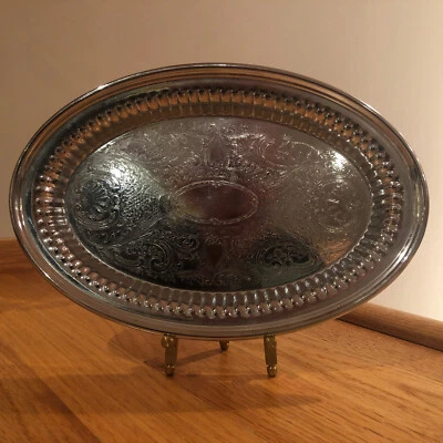 Oneida Stainless Steel Oval Embossed Ribbed serving tray dish 6" x 9" VINTAGE - Image 1 of 4
