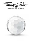 Genuine Thomas Sabo 925 Sterling Silver Faceted White Jade Karma Charm Bead