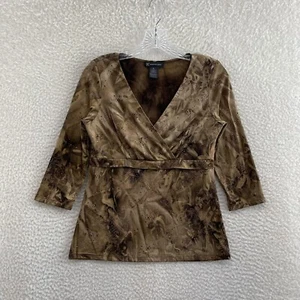 Y2K Vintage INC International Concepts Top M Medium Brown Slinky Stretch Sequins - Picture 1 of 9