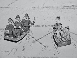 1935 Vintage Print LONDON WATER TRAFFIC POLICE - STOP & ROWING CERTIFICATE - Bild 1 von 2