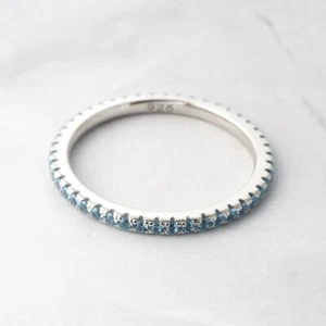 925 Silver full band Birthstone Ring, Eternity Ring, Stacking Ring, Lab created - Picture 1 of 5