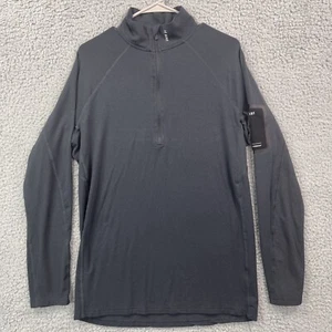 Le Bent Mens XL 260GM2 Core Midweight Long Sleeve Shirt 1/4 Zip Black Base Layer - Picture 1 of 11