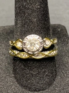 Anillo Antiguo Vintage Estate Tono Oro Estrás - Talla 7 - Imagen 1 de 5