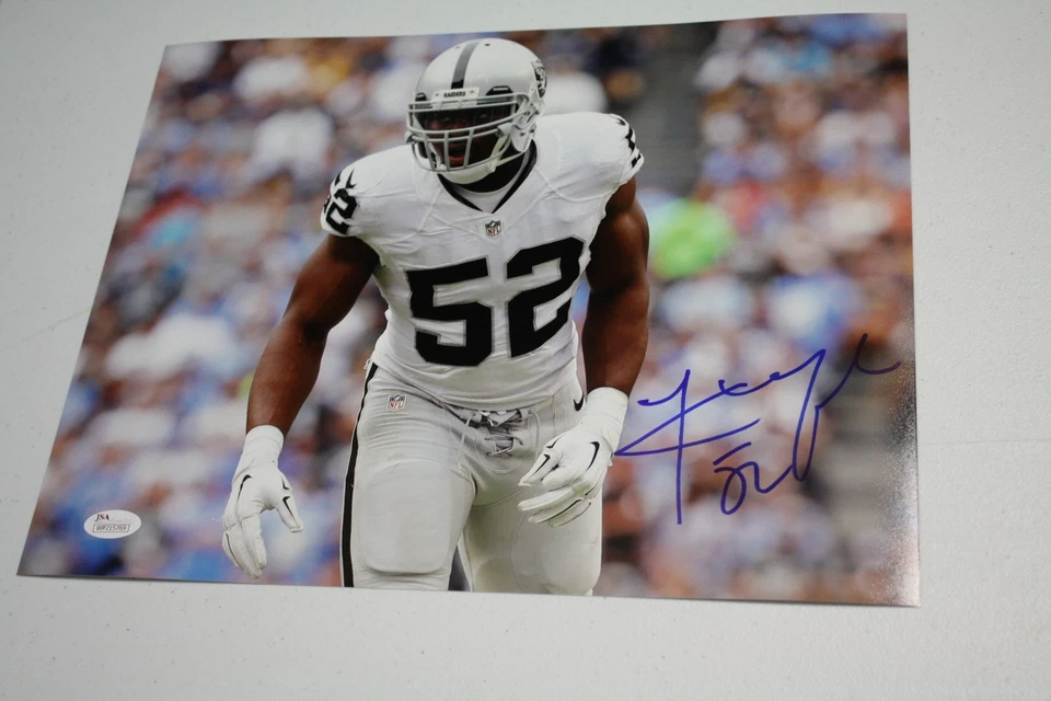 OAKLAND RAIDERS KHALIL MACK #52 SIGNED 11X14 PHOTO ALL PRO RARE JSA WITNESS!  - Image 1 of 1