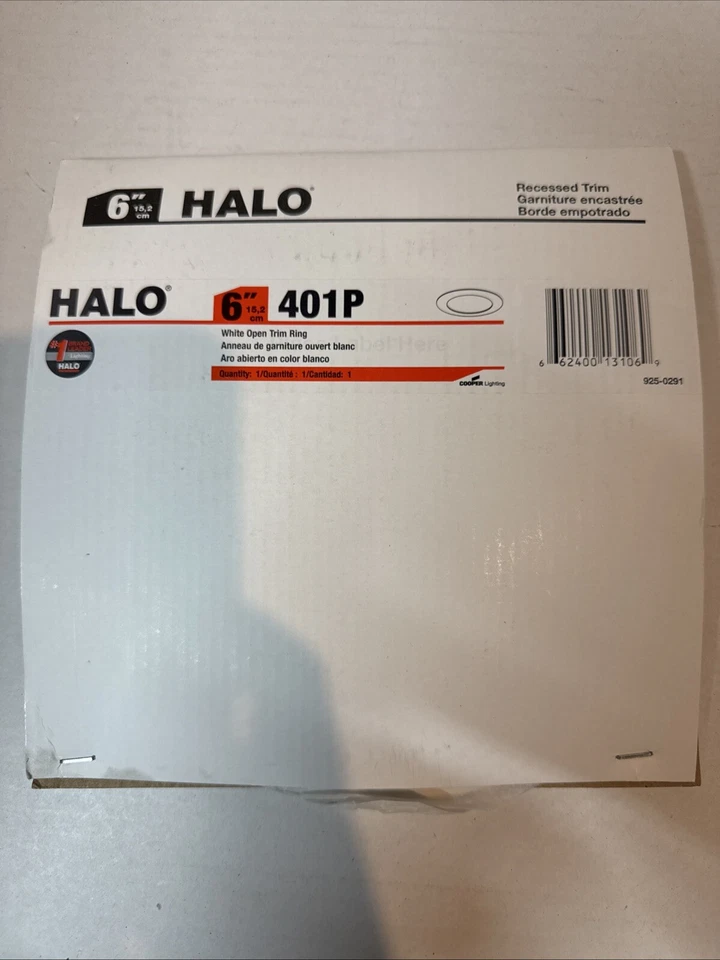 Halo 6" Recessed Open Trim Ring White Lighting Ceiling Fixture 401P - Image 1 of 2
