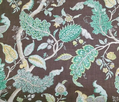 Ravello in Chestnut 54" Wide P Kaufmann 55% Linen / 45% Rayon Floral Brown - Image 1 of 2