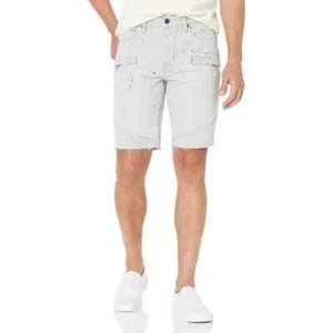 $195 Designer HUDSON Men's Diesel Grey Paint Splash Moto Logo Denim Shorts 31 - Picture 1 of 4