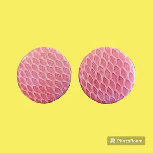 Midcentury Modern Abstract Pierced Earrings Textured Pink Button Diamond Vintage - Picture 1 of 4