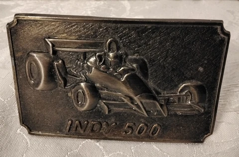 Vintage Indy Indianapolis 500 Race Car Belt Buckle Cover