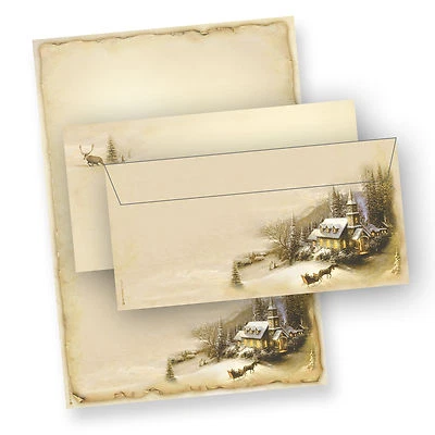 Briefpapier Weihnachten IDYLLE Set A4 Weihnachtsbriefpapier ohne / mit Umschläge