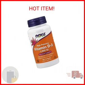 Now Foods, Vitamin D3 1,000 IU, 180 Softgels - Picture 1 of 2