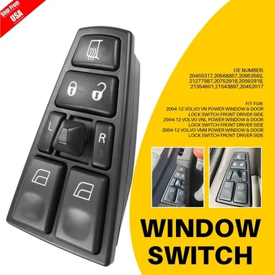 Power Window Switch Front Left For 2004-2017 Volvo VNL 2004-2015 Volvo VHD - Image 1 of 4
