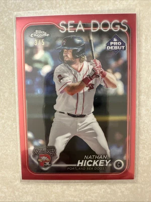 2024 Topps Pro Debut NATHAN HICKEY RED FOIL 3/5 Pre RC Portland Sea Dogs - Image 1 of 2