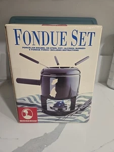 Juego de Fondue Roshco Porcelana Negra Esmalte en Olla de Acero con 6 Horquillas Juego Completo - Imagen 1 de 2
