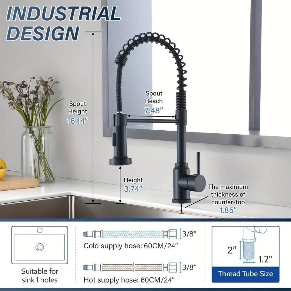 MARKENLOS Frühling Pull Down Küchenarmaturen Stream Spray Kopf Edelstahl Rotation Küche