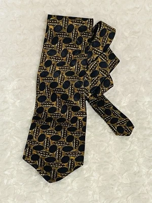 Structure Men’s 100% Silk Neck Tie Architectural-Gold Brown Navy Made In USA NEW - Image 1 of 4