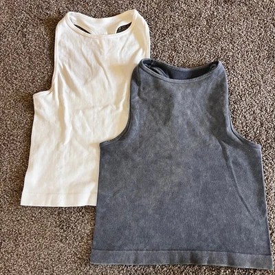 Aura Ribbed Tank Top Womens Bundle Racerback Sleeveless Athletic Crop Top S/M - Изображение 1 из 4