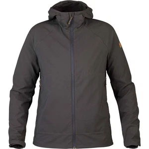 NEW! FJALLRAVEN Abisko Hybrid Windbreaker Women's L Dark Grey Hooded Mesh Vents - Picture 1 of 12