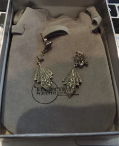 925 STERLING SILVER EARRINGS REFLECTIONS BY JUDITH JACK MARCASITE 1.75" NOS - Picture 1 of 1