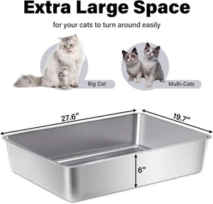 Stainless Steel Litter Box, Steel Litter Box XXL No Smell, Extra Large - Picture 1 of 5