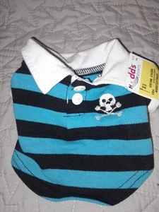 Pet Spirit Hundeshirt blau & schwarz gestreift Polo mit Totenkopf X-Small Brustumfang 10,5" - Bild 1 von 5