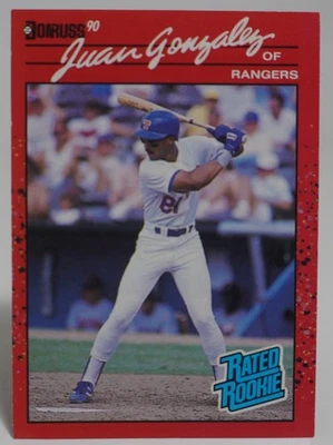 1990 DONRUSS BASEBALL ERROR NEGATIVE REVERSE #33 JUAN GONZALEZ RC- RAW CARD - Image 1 of 2