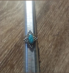 Schöner indianischer Silberring mit geteiltem Schaft Spinnennetz Türkis Größe 7,25 - Bild 1 von 5