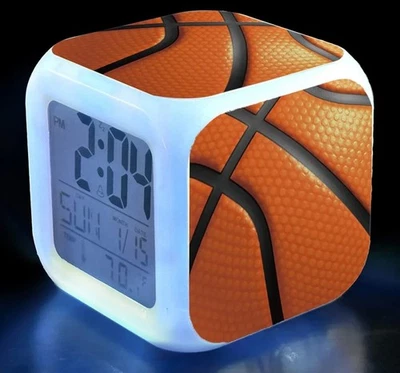 Basketball Alarm Clock for Kids Boy Girl 7 LED Color Changing Wake Up Clock - Image 1 of 4